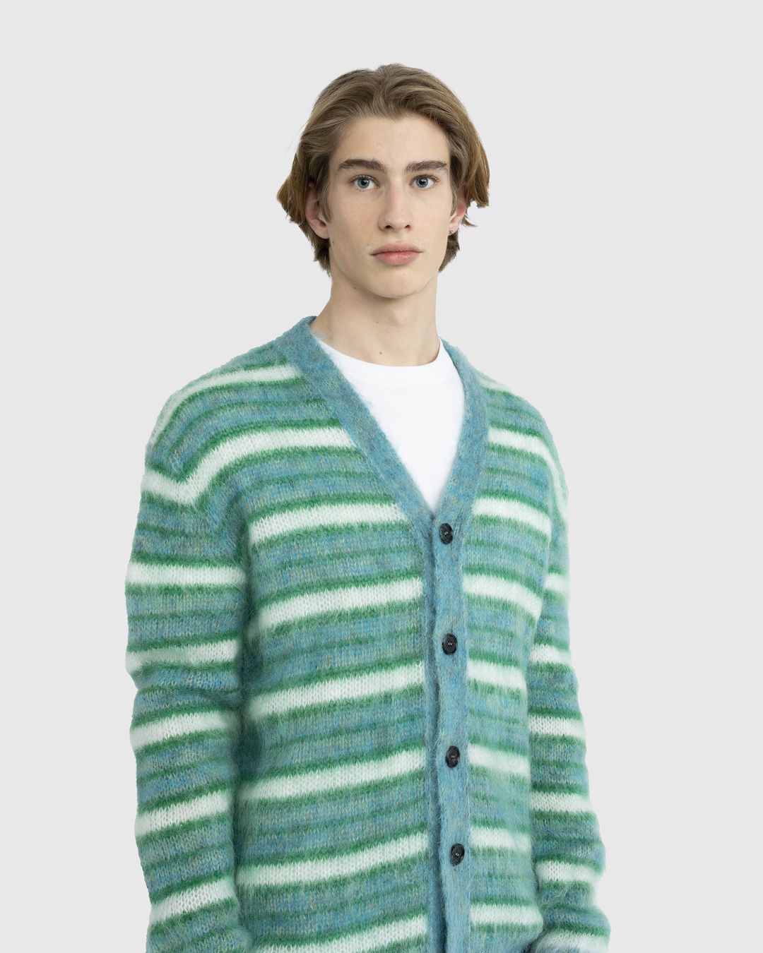 Marni Striped Mohair Cardigan Blue Highsnobiety Shop