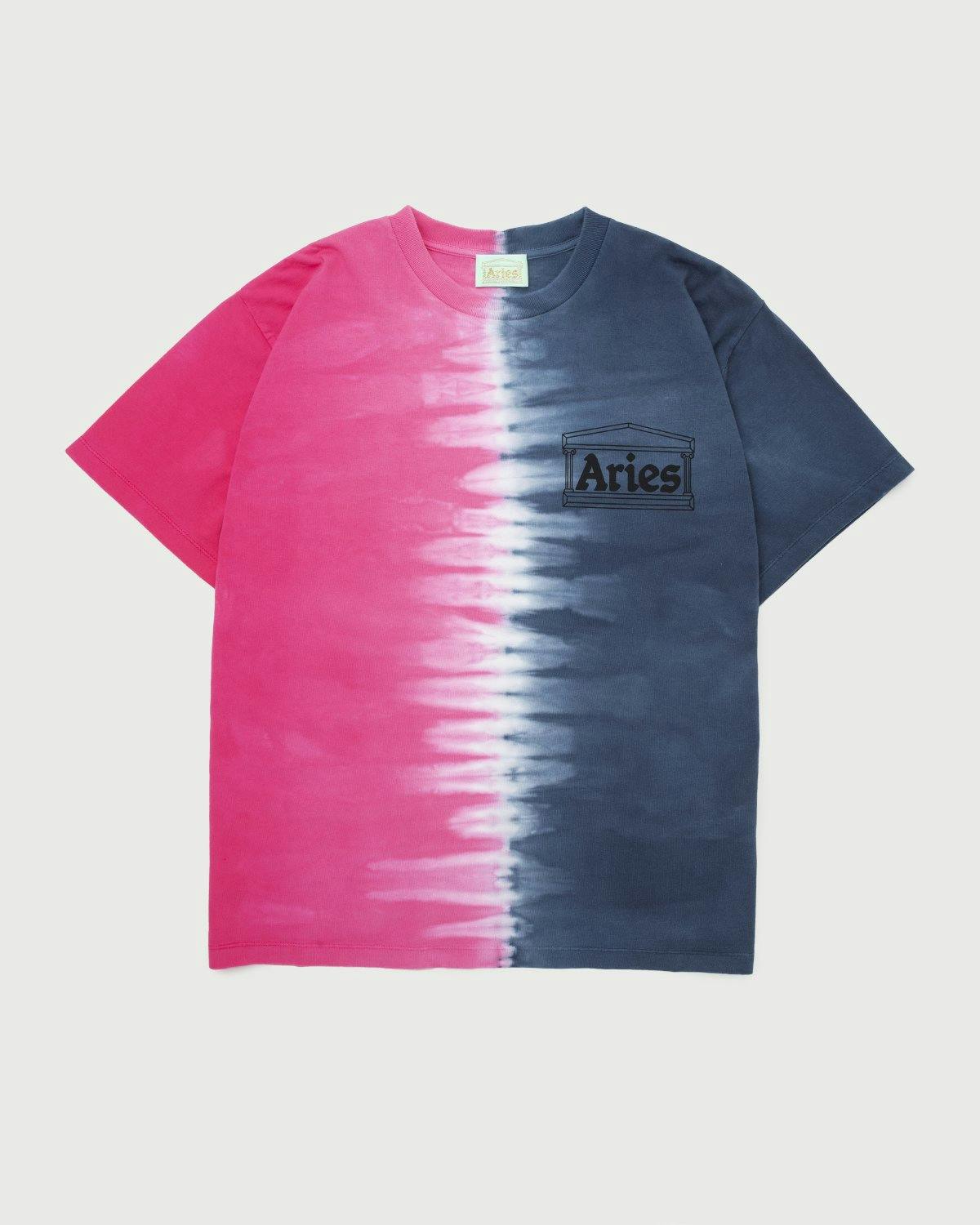 Aries - Tie Dye Half and Half Tee Blue/Fuchsia - Clothing - Blue - Image 1