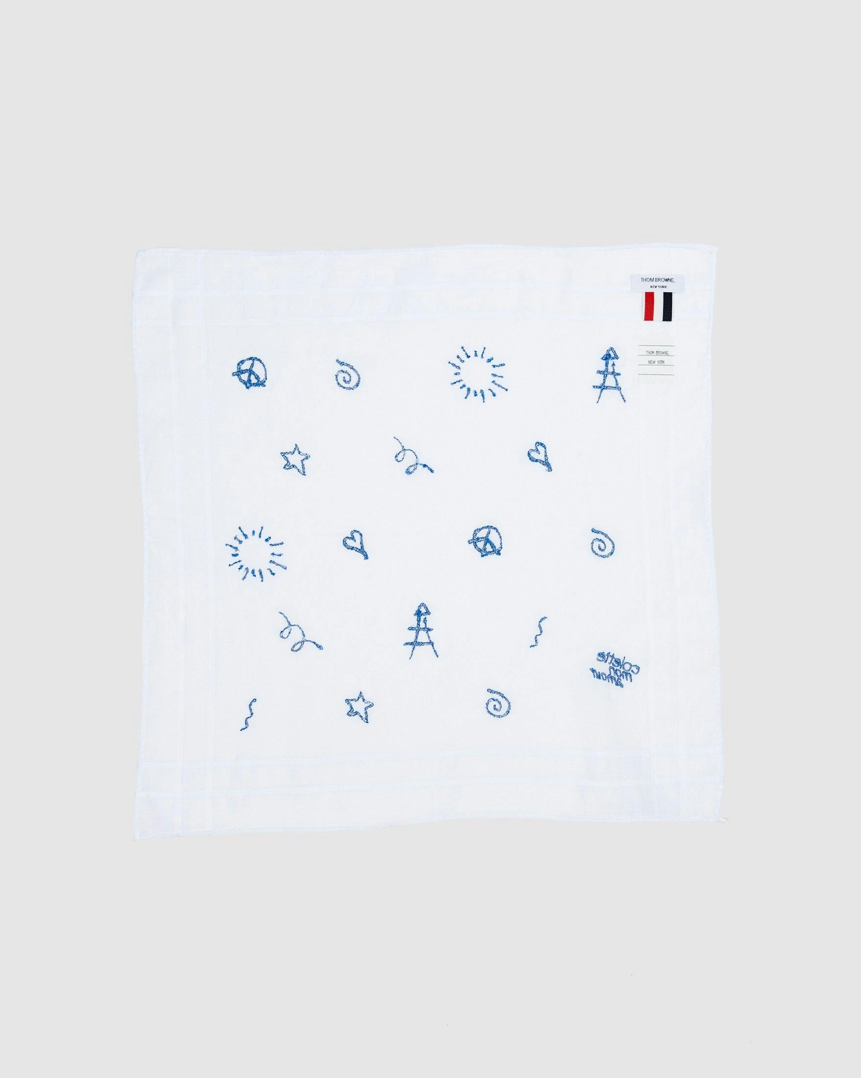 Colette Mon Amour x Thom Browne - White Embroidered Pocket Square - Bag Accessories - White - Image 1