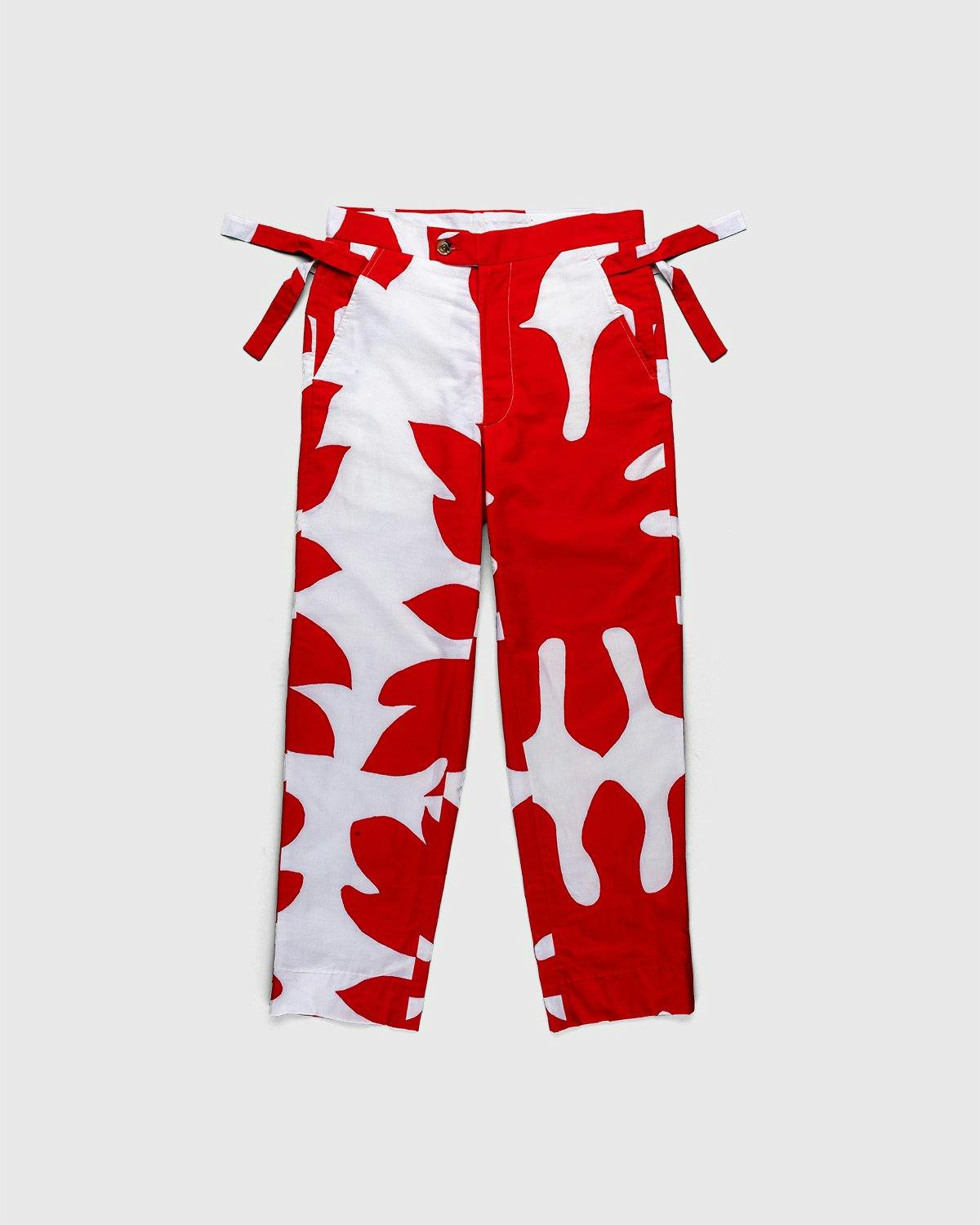 Bode - Cut-Out Appliqué Side Tie Trousers White Red - Clothing - White - Image 1