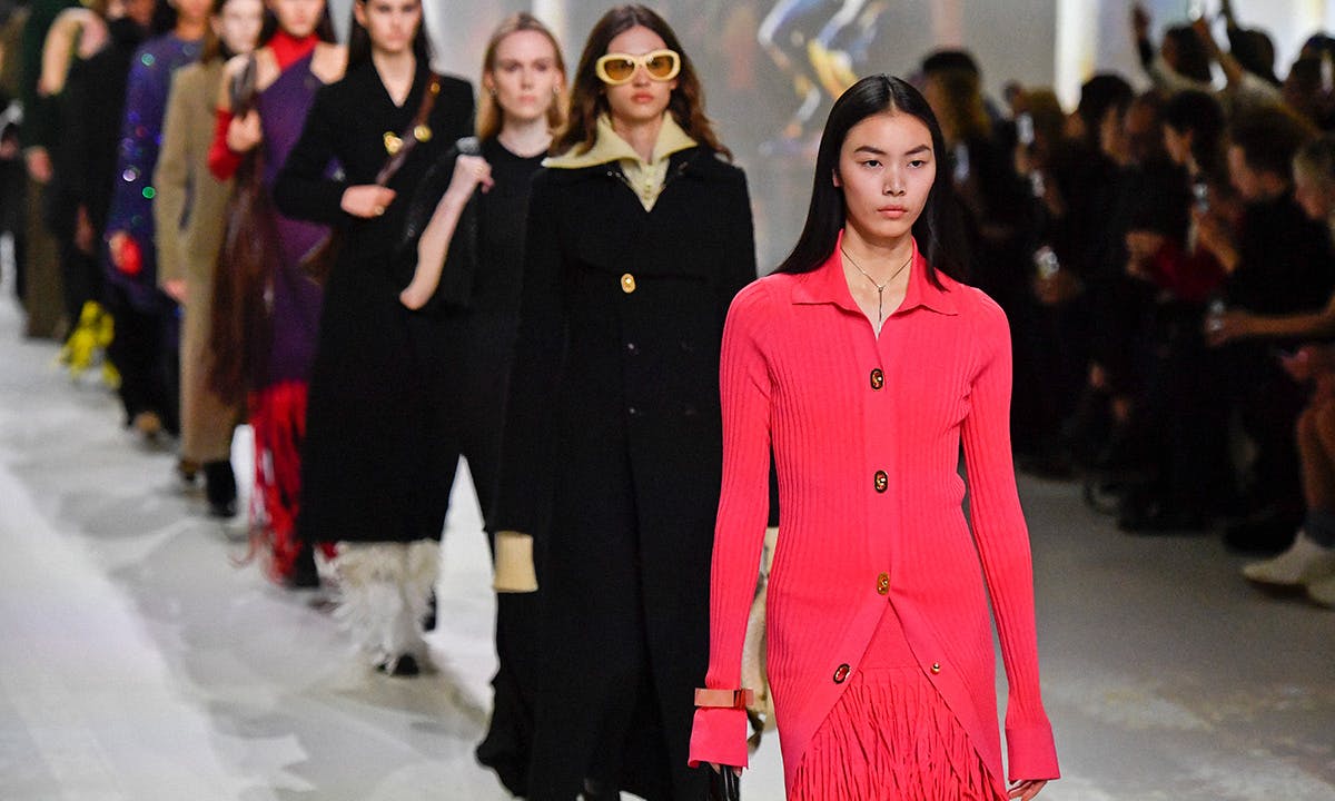 A model walks the runway during the Bottega Veneta fashion show as part of Milan Fashion Week Fall/Winter 2020-2021 on February 22, 2020 in Milan, Italy.