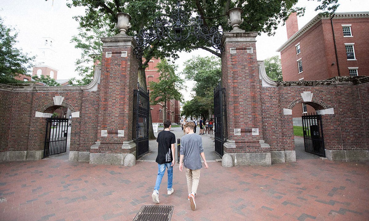 students walk on campus