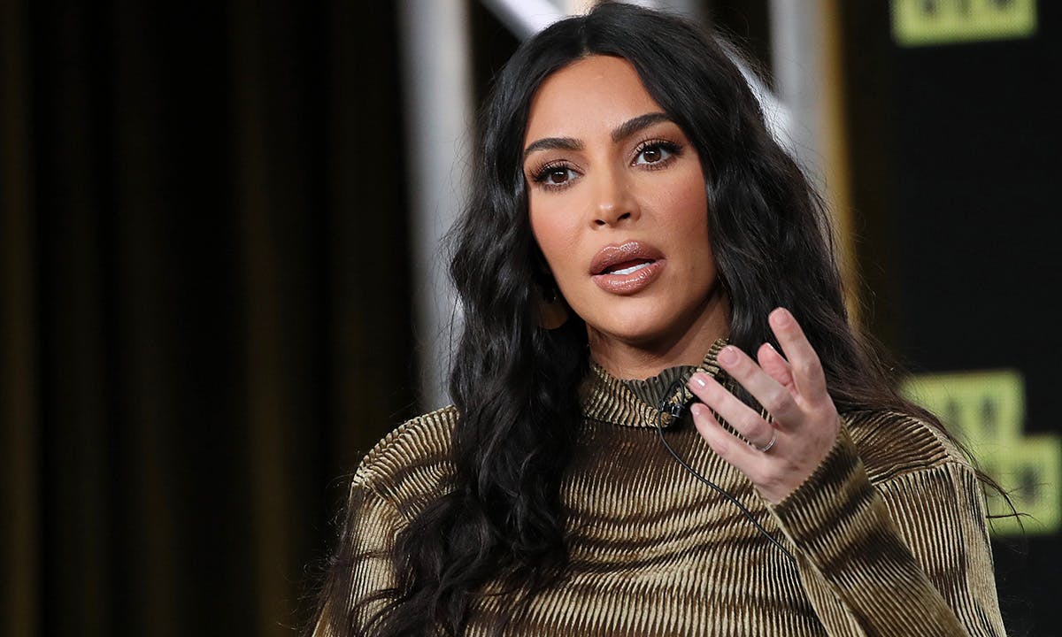 Kim Kardashian West of 'The Justice Project' speaks onstage during the 2020 Winter TCA Tour