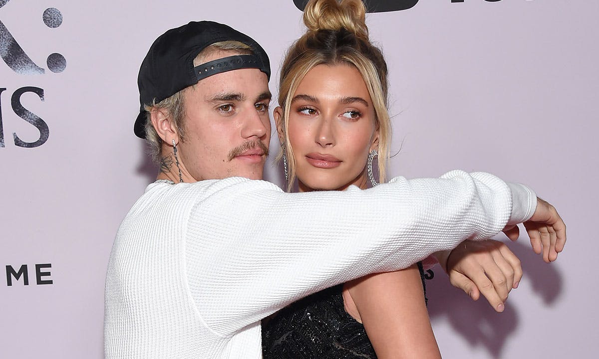 Justin Bieber (L) and wife US model Hailey Bieber arrive for YouTube Originals' "Justin Bieber: Seasons" premiere