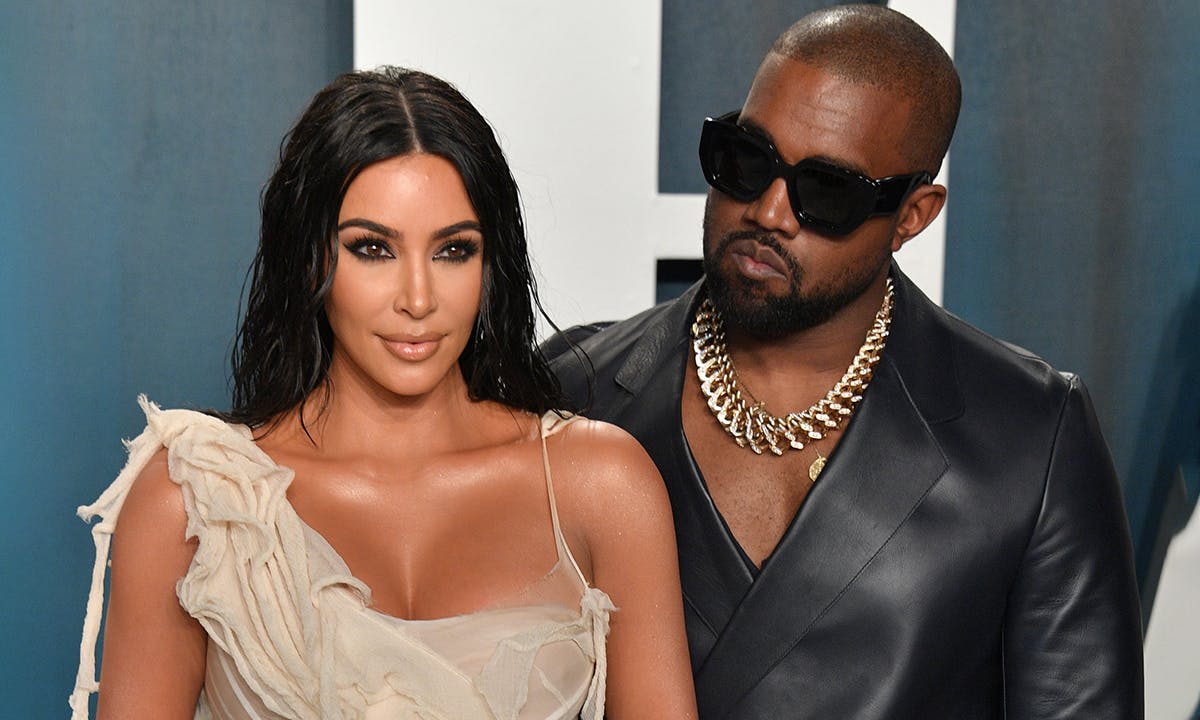 Kim Kardashian and Kanye West attend the 2020 Vanity Fair Oscar party