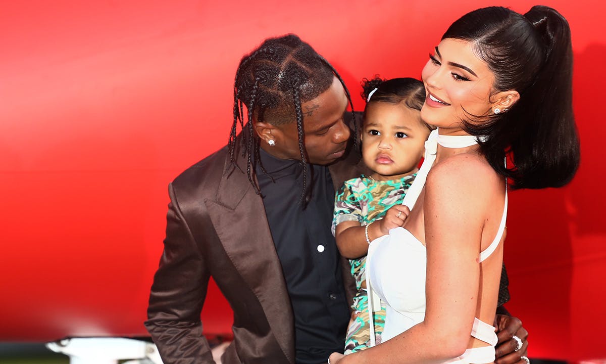 Travis Scott, Kylie Jenner and daughter Stormi attend premier