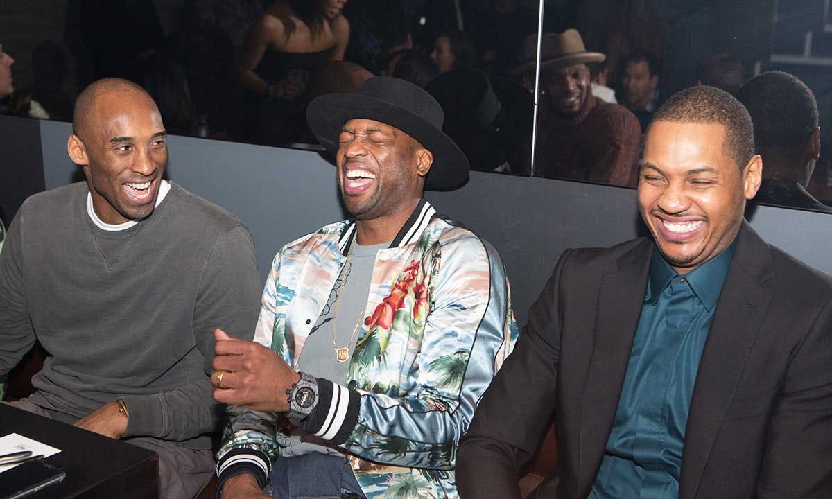 Kobe Bryant, Carmelo Anthony and Dwyane Wade smiling