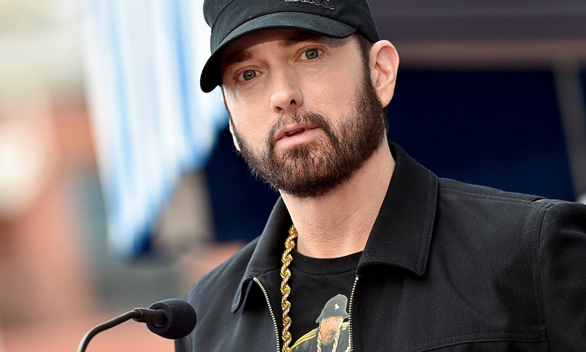 Eminem attends the ceremony honoring Curtis "50 Cent" with a Star on the Hollywood Walk of Fame