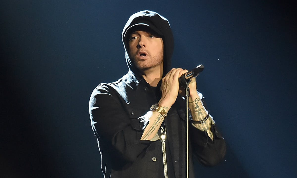 Eminem performs on stage