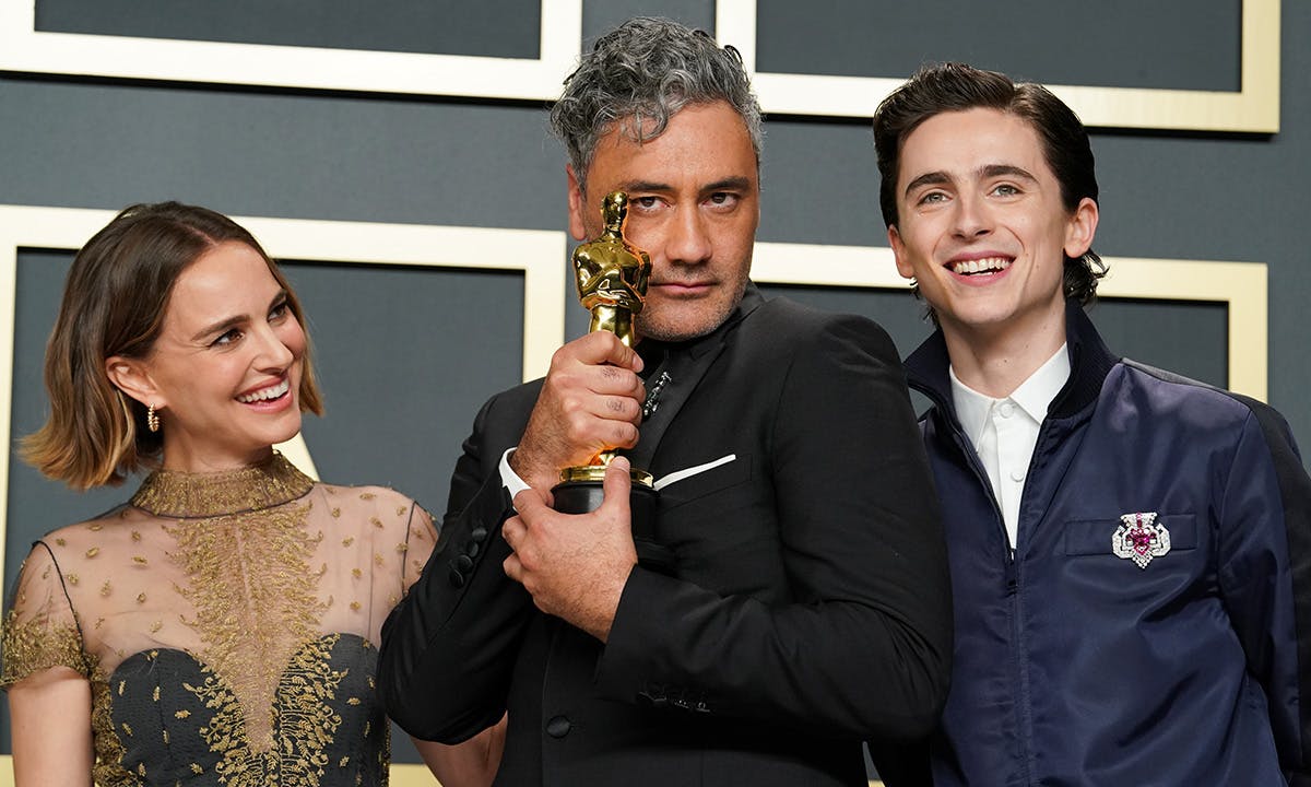 Natalie Portman, Taika Waititi, and Timothée Chalamet at the 92nd Annual Academy Awards