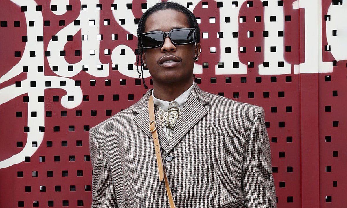 asap rocky wears shades and blazer at Gucci Milan fashion week