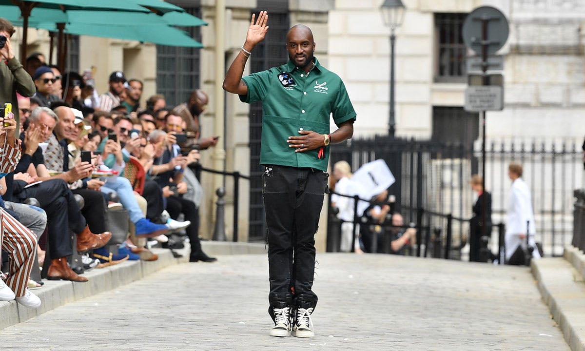 Virgil Abloh waves at Louis Vuitton show