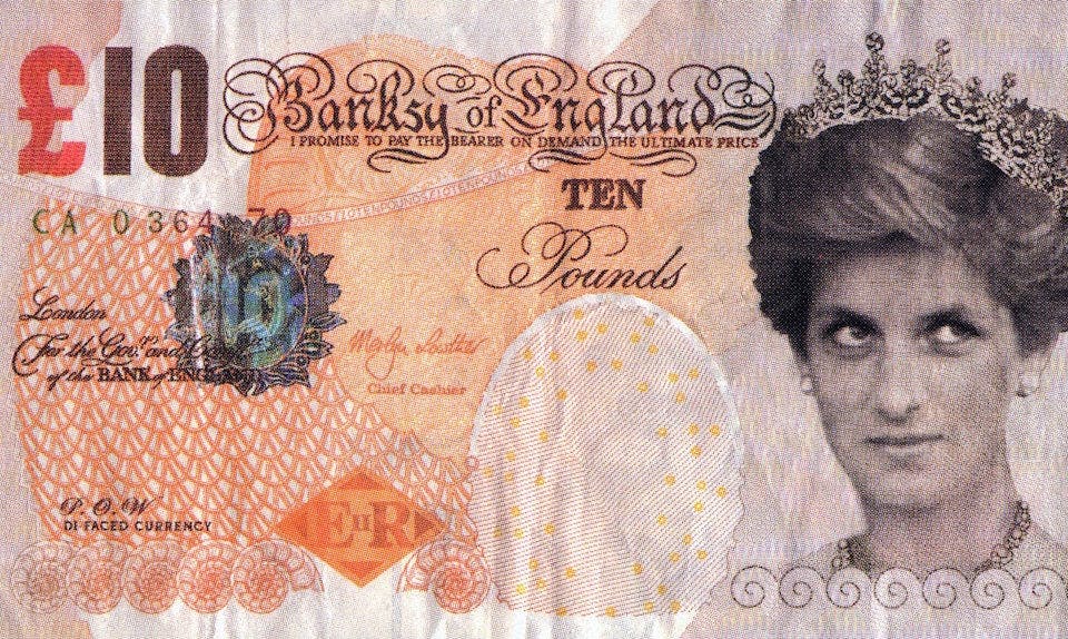 banksy di faced tenner banknote artwork british museum Di-faced Tenner