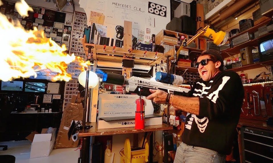 casey neistat elon musk boring company flamethrower review