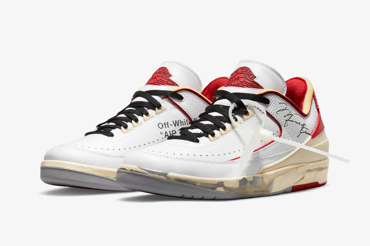Off-White™ x Air Jordan 2 Low White/Red On-Foot Look