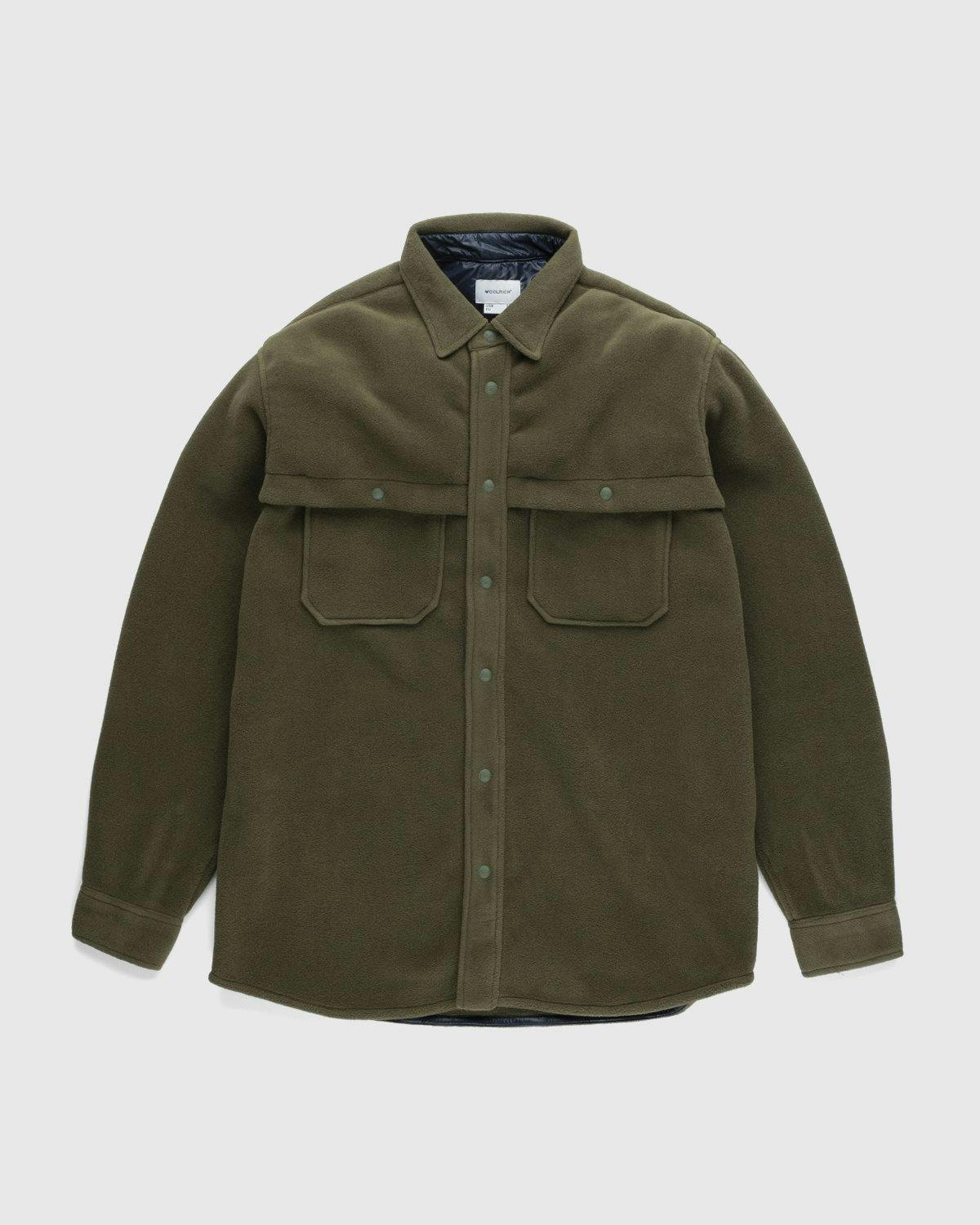 Woolrich - Fleece Stag Shirt Olive - Clothing - Brown - Image 1