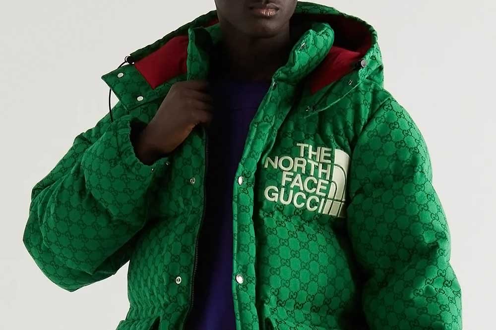 Gucci X The North Face Down Bomber Jacket in Green