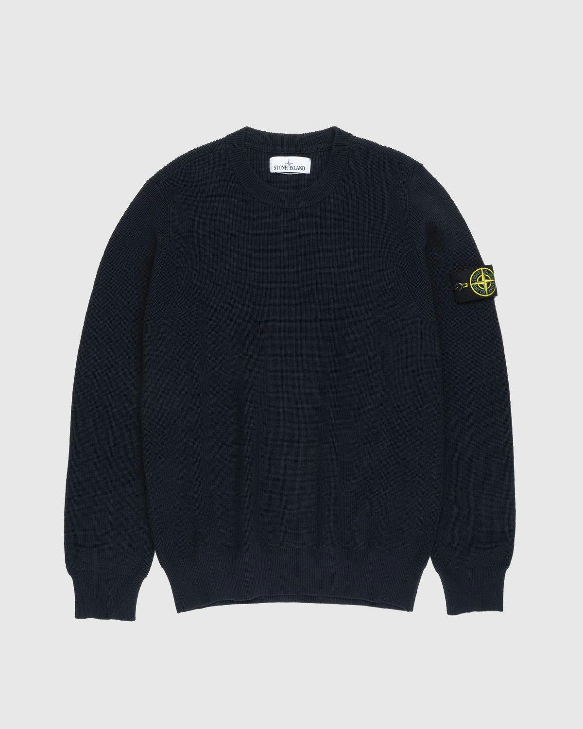 Stone Island - 550D8 Ribbed Soft Cotton Knit Navy Blue - Clothing - Blue - Image 1