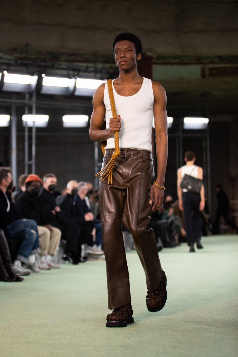Bottega Veneta Men's Intrecciato Leather Pants