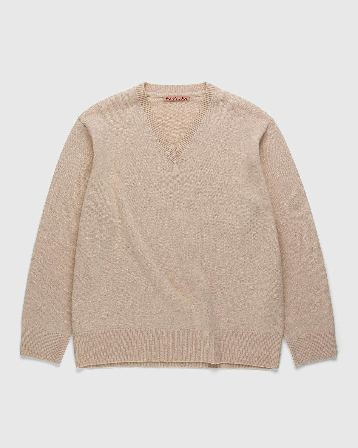 Acne Studios - Cashmere Blend V-Neck Sweater Biscuit Beige - Clothing - Beige - Image 1