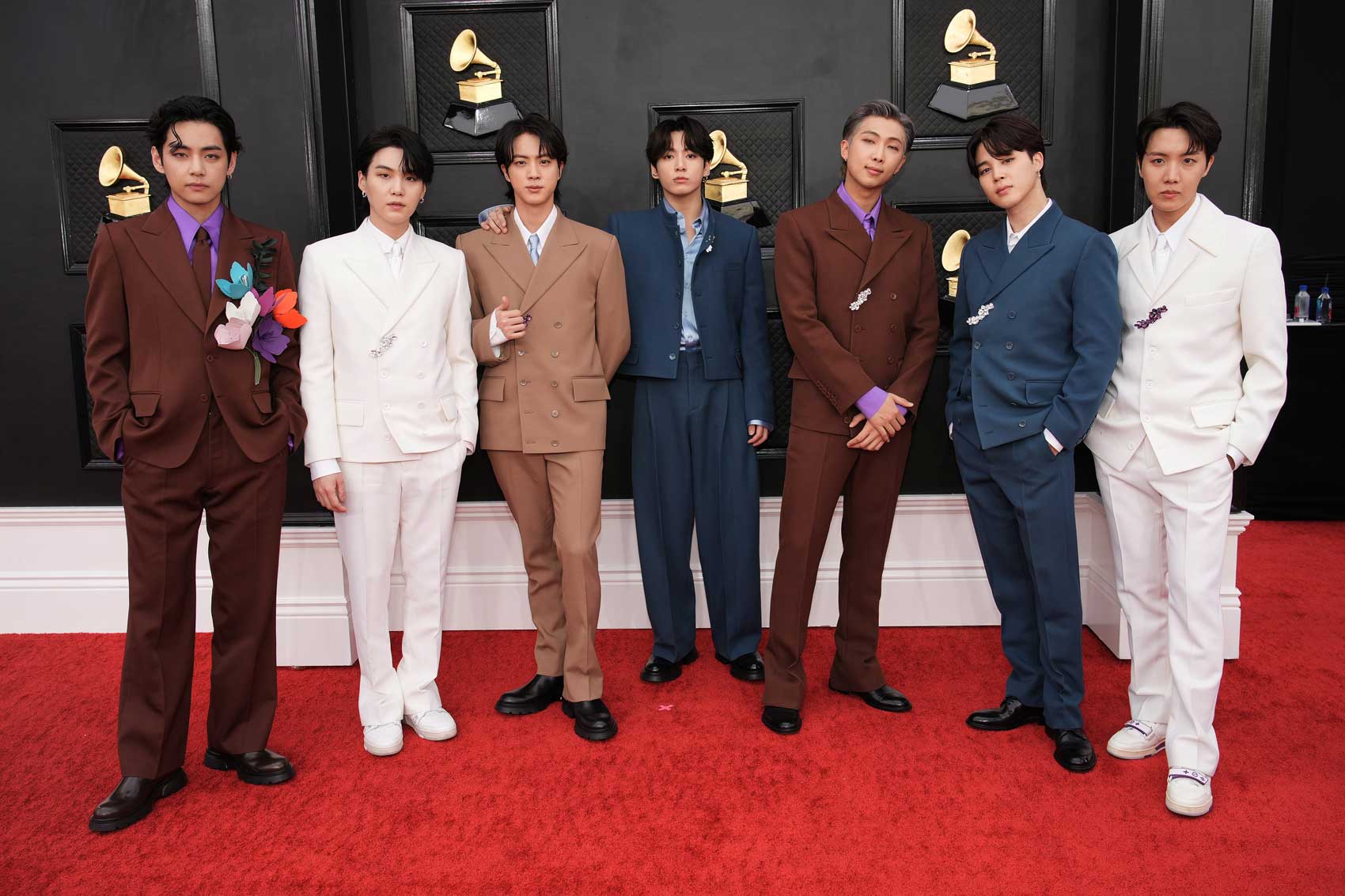 BTS suited and stylishly booted for Grammys 2022