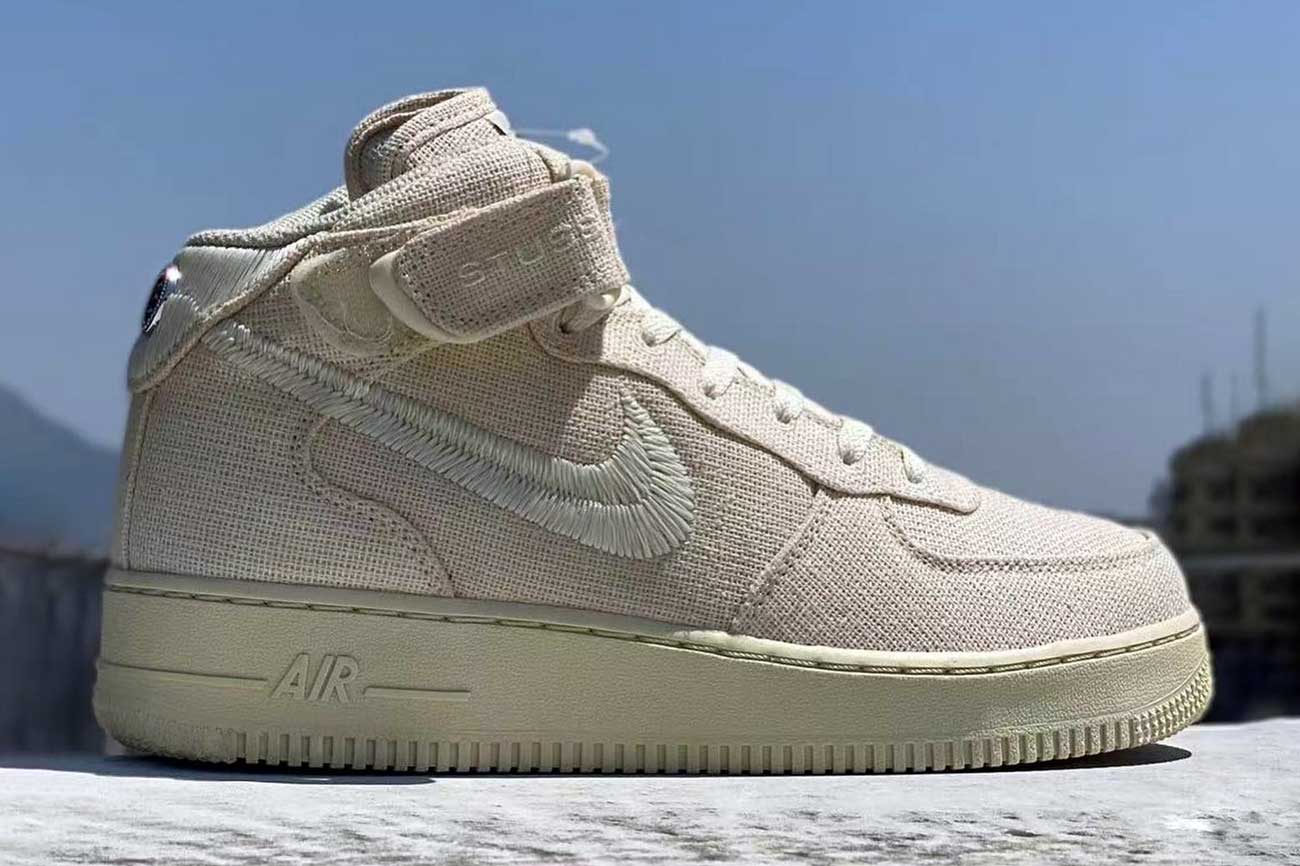 Stüssy x Nike Air Force 1 Mid Fossil Collab Shoe First Look