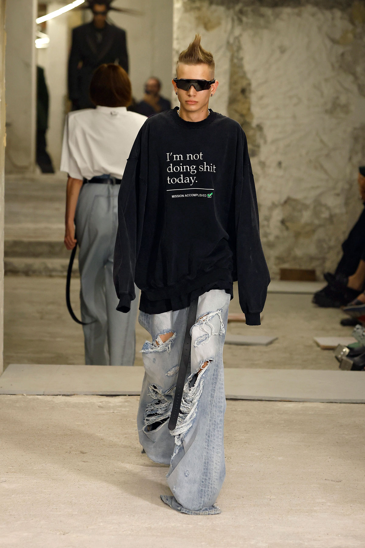 Black 'I'm Not Doing Shit Today' Sweatshirt by VETEMENTS on Sale