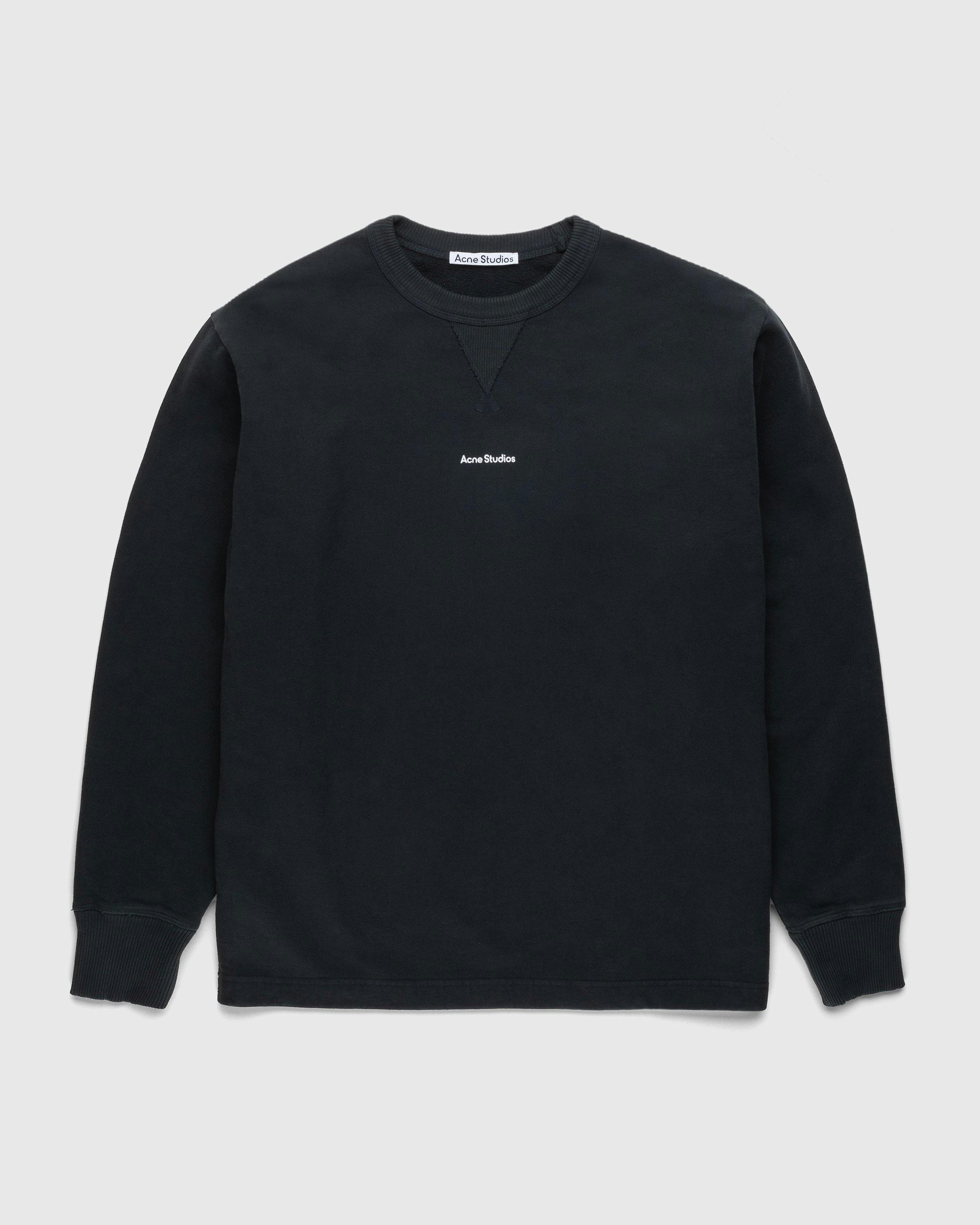 Acne Studios - Organic Cotton Logo Crewneck Sweatshirt Black - Clothing - Black - Image 1