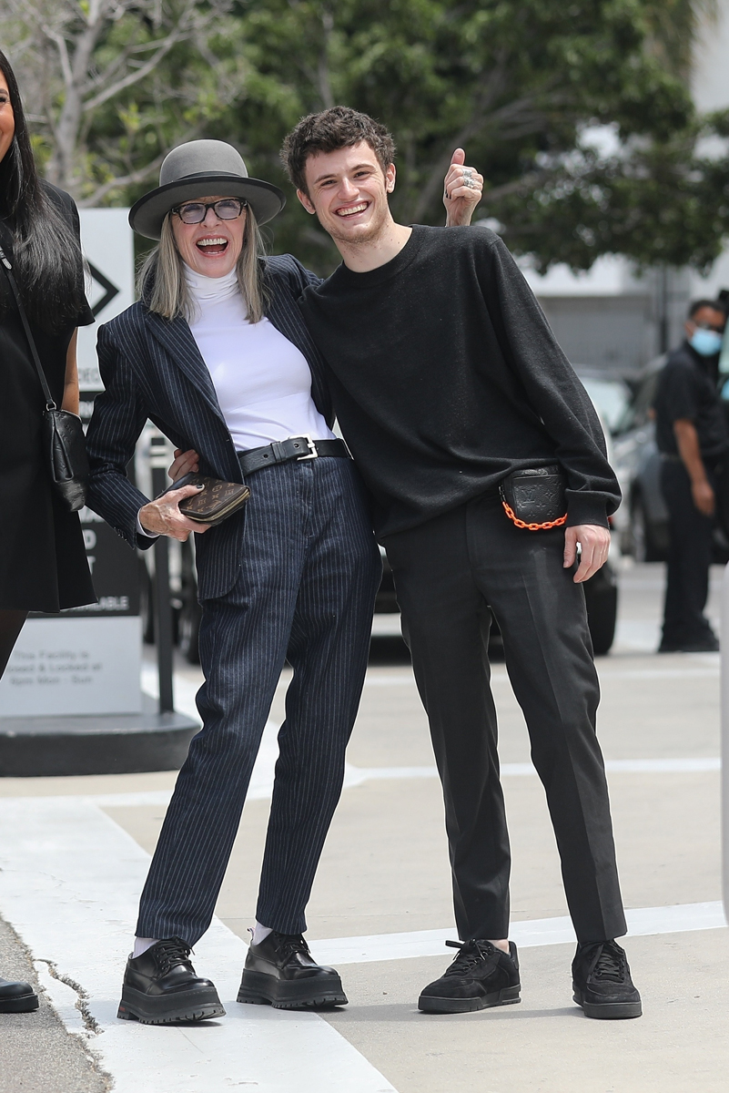Diane Keaton & Son Duke Twinning in Louis Vuitton Outfits