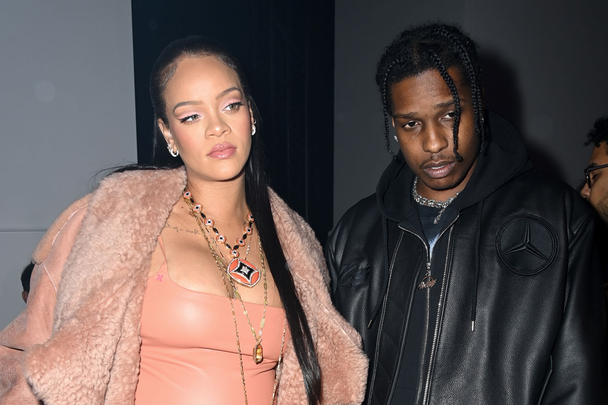 Rihanna & A$AP Rocky Twin in All-Black Outfits