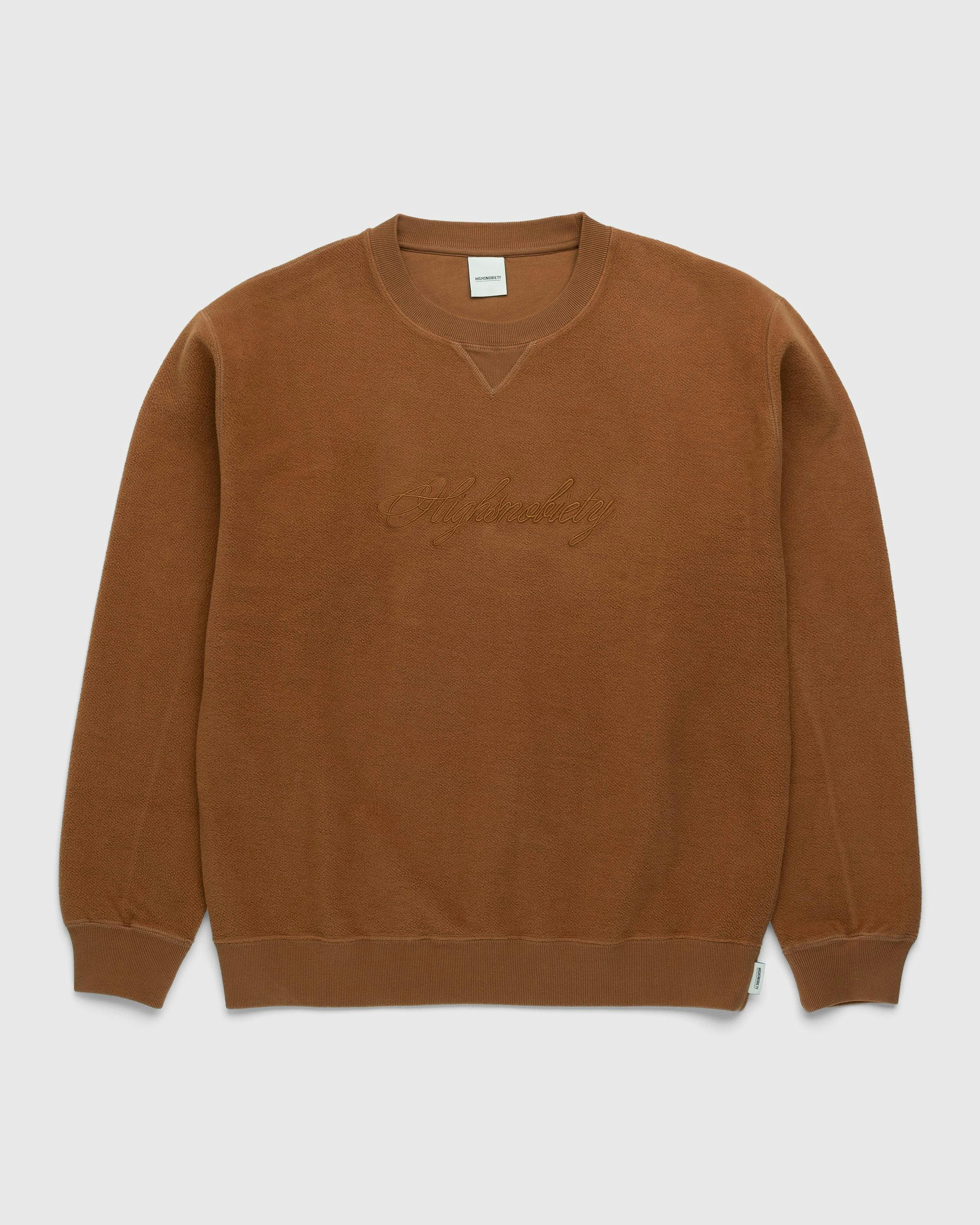 Highsnobiety - Script Logo Reverse Fleece Crew Brown - Clothing - Brown - Image 1