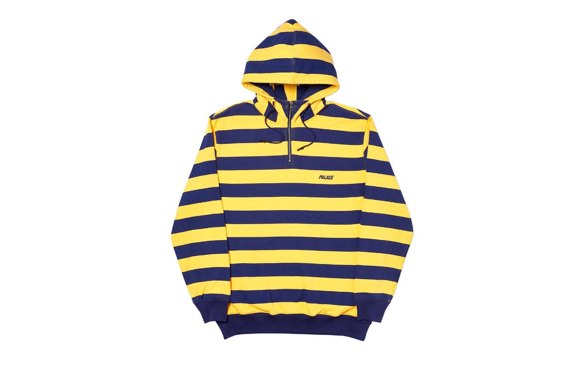 Palace 2019 Autumn Hood Tri Stripe Zip Yellow Front