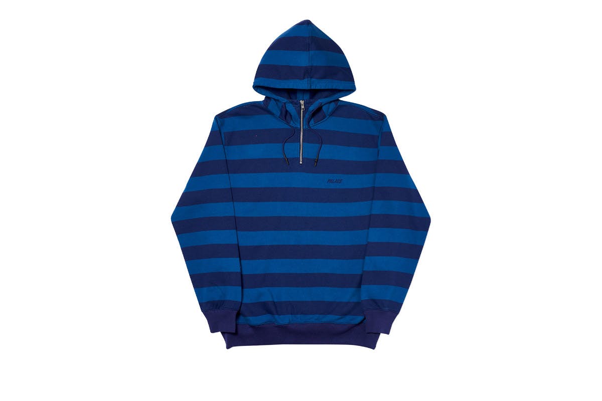 Palace 2019 Autumn Hood Tri Stripe Zip Blue Front