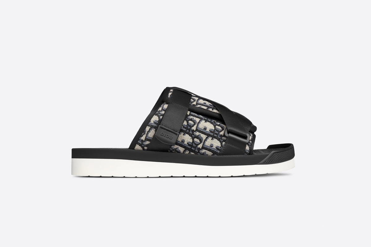 Oblique jacquard sandal black