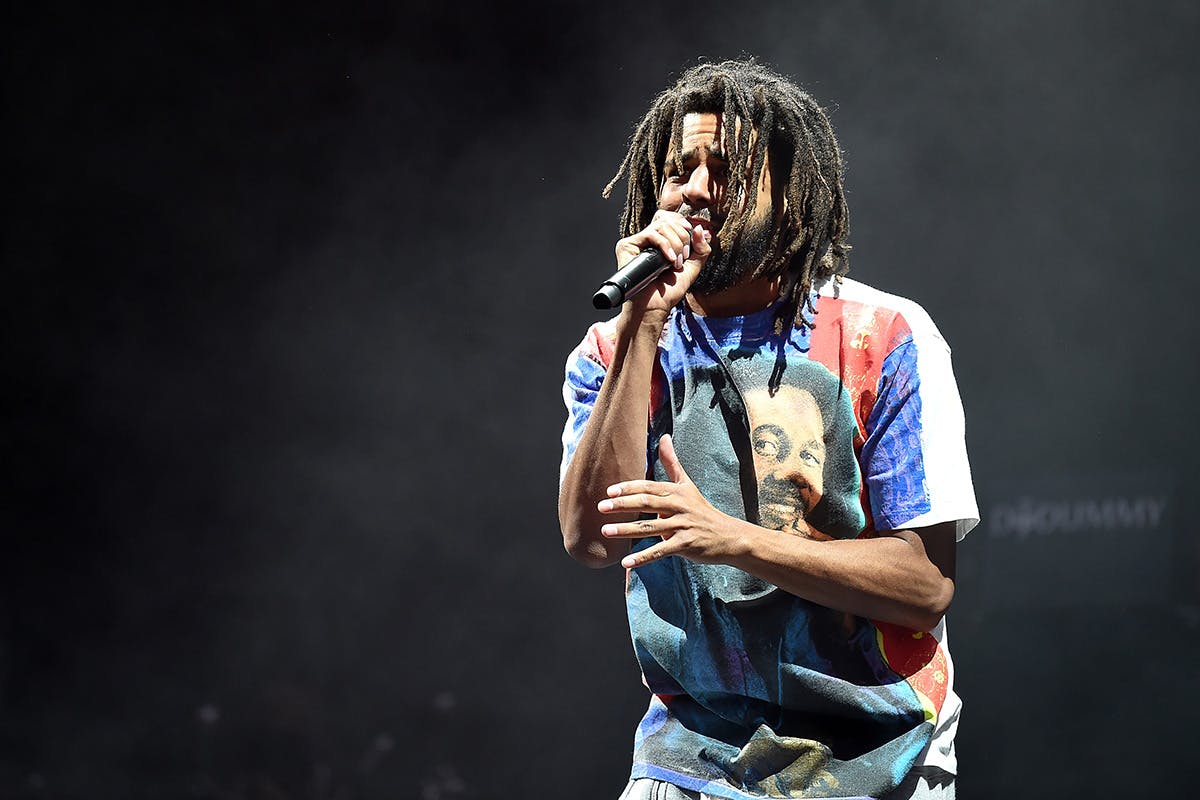 j.cole performing bob Marley t-shirt