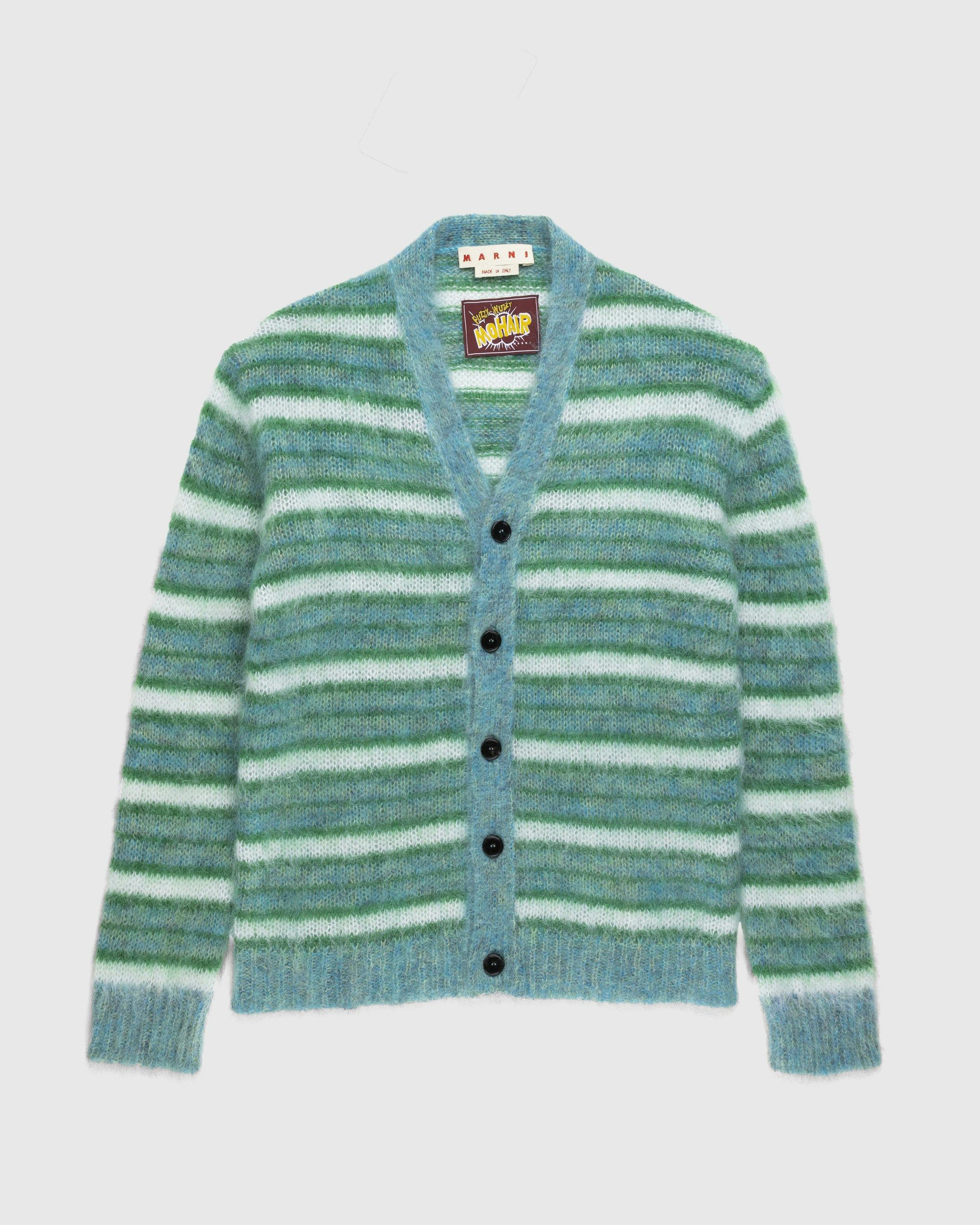 Marni - Striped Mohair Cardigan Blue - Clothing - Blue - Image 1