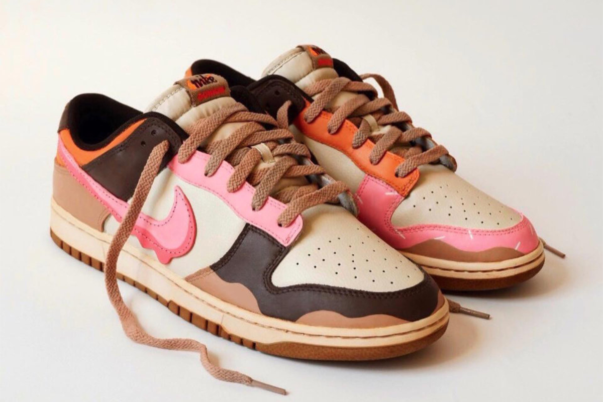 pink and brown dunks