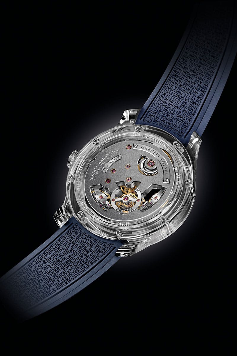 greubel forsey sapphire crystal timepiece