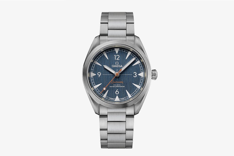 omega railmaster denim watch