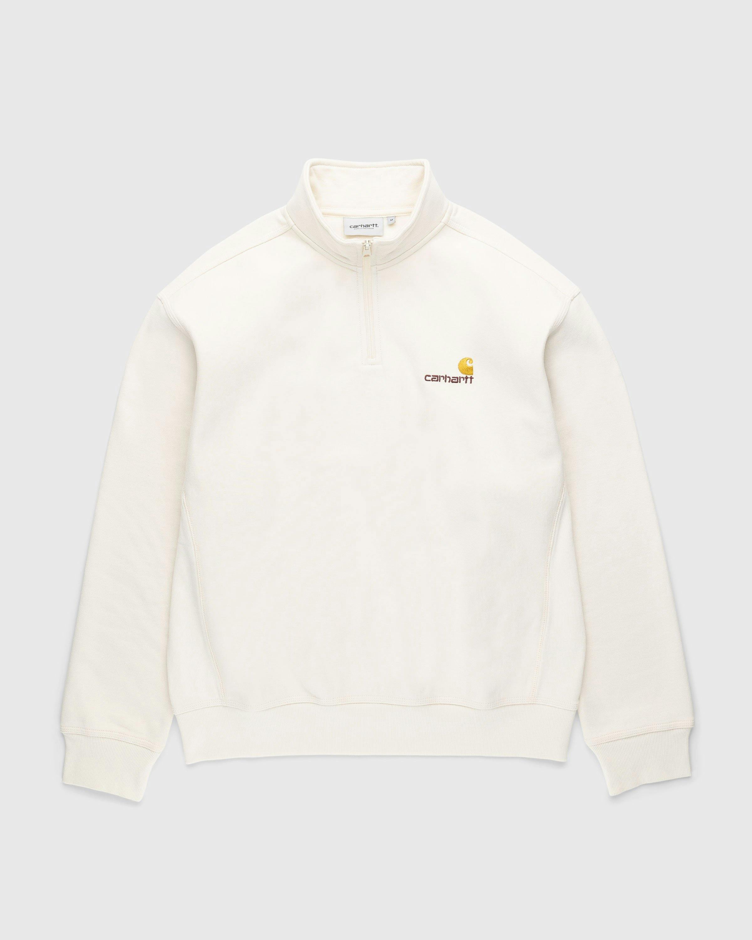 Carhartt WIP - Half Zip American Script Sweatshirt Natural - Clothing - Beige - Image 1