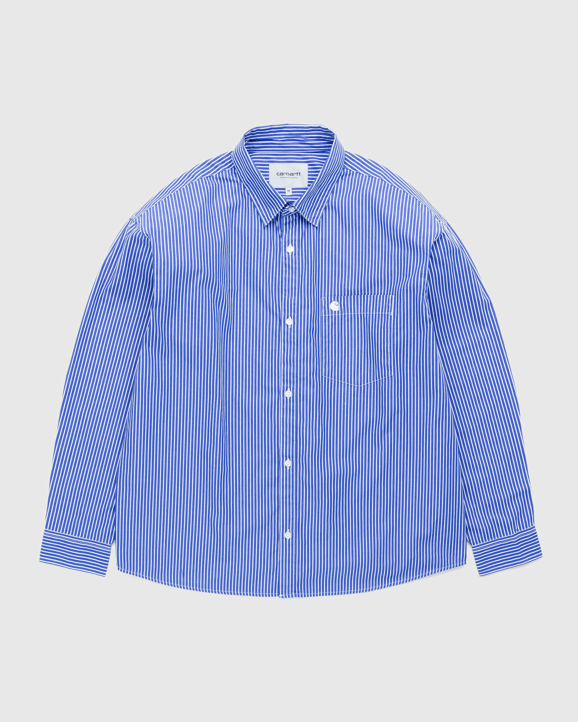 Carhartt WIP - Drake Stripe Shirt Lazurite/White - Clothing - Blue - Image 1