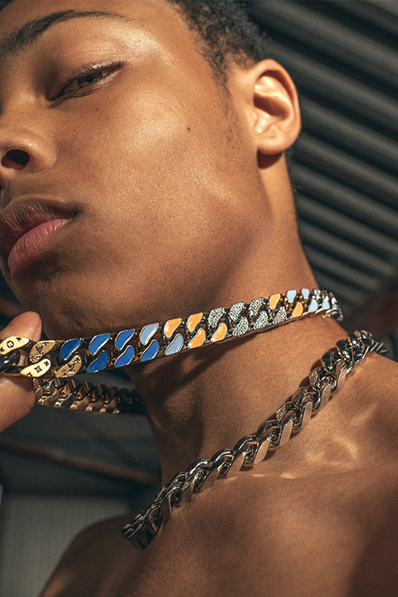 Louis Vuitton patches chain link bracelet Cuban chain style