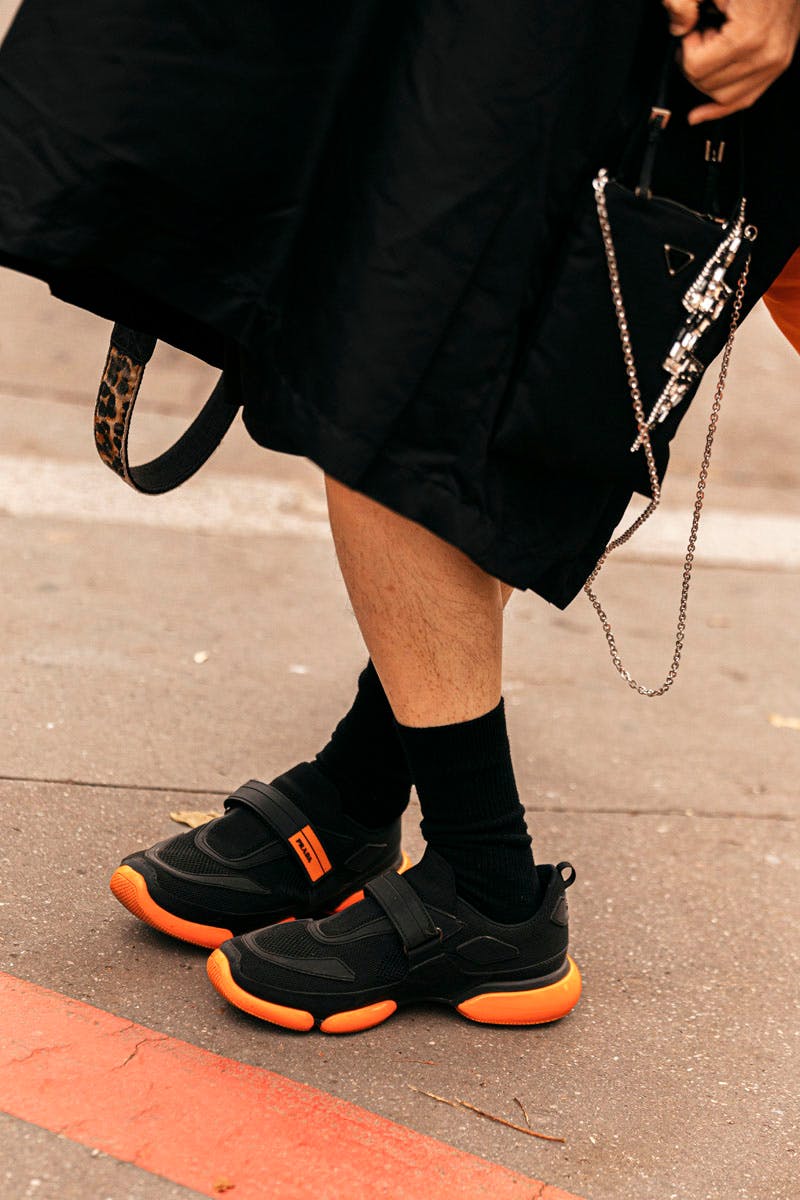 paris fashion week womens ss20 sneaker street style prada