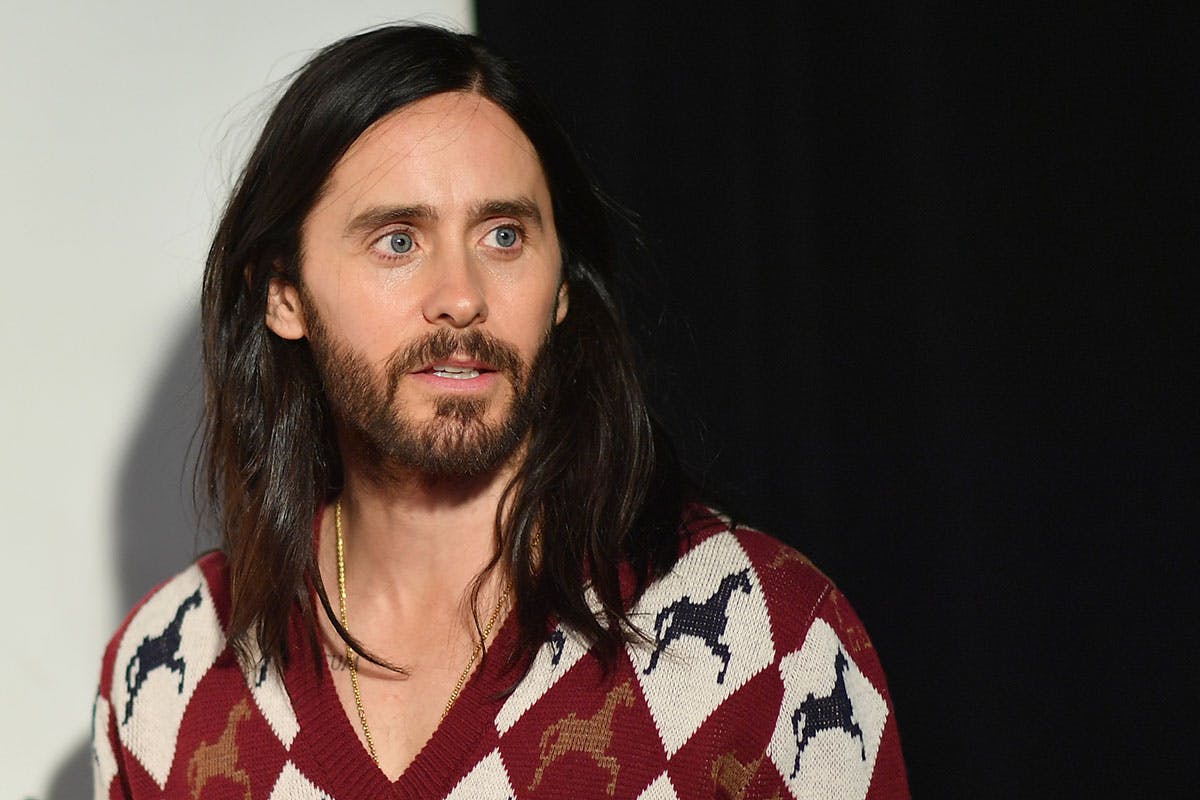 jared Leto long hair black-white background