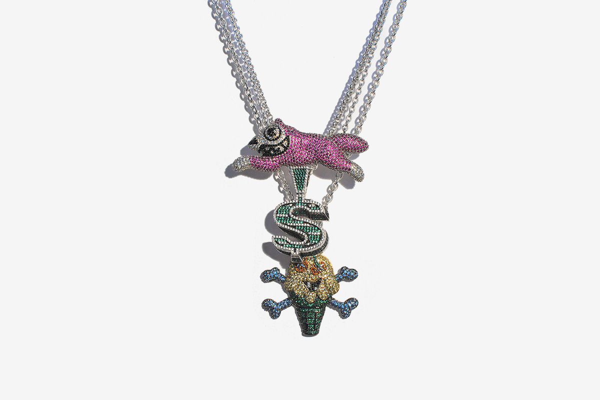Custom Nigo Vintage Bape pendant & necklace with matching chain - Gold