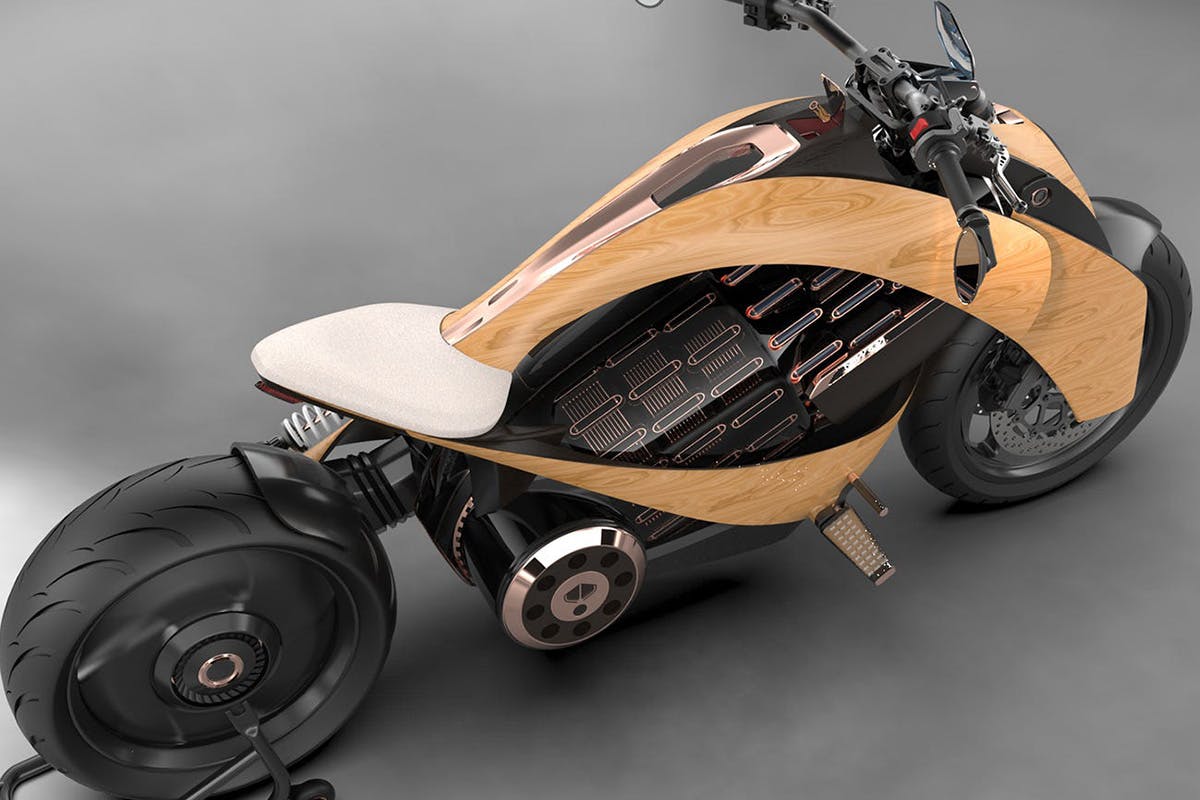 Newron Motors EV-1 Wooden Electric Motorcycle