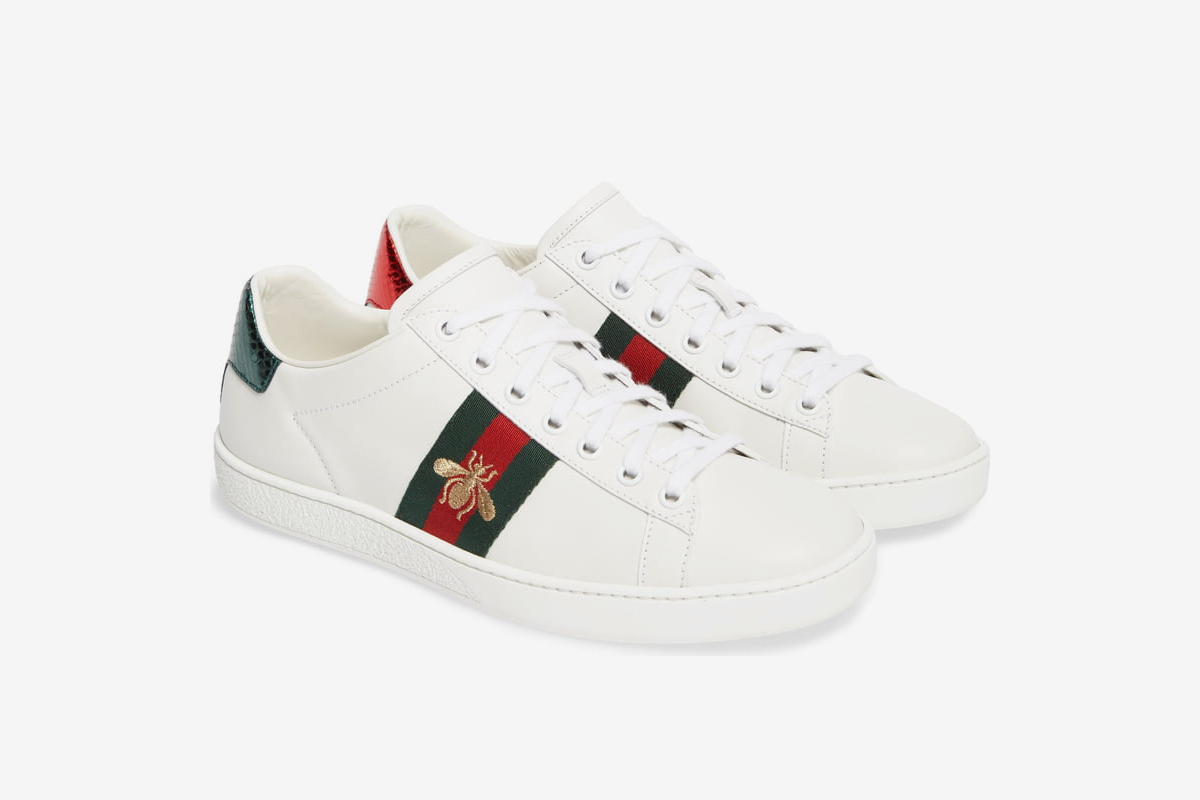 GUCCI: Ace sneakers in GG Supreme fabric with Web bands - Beige