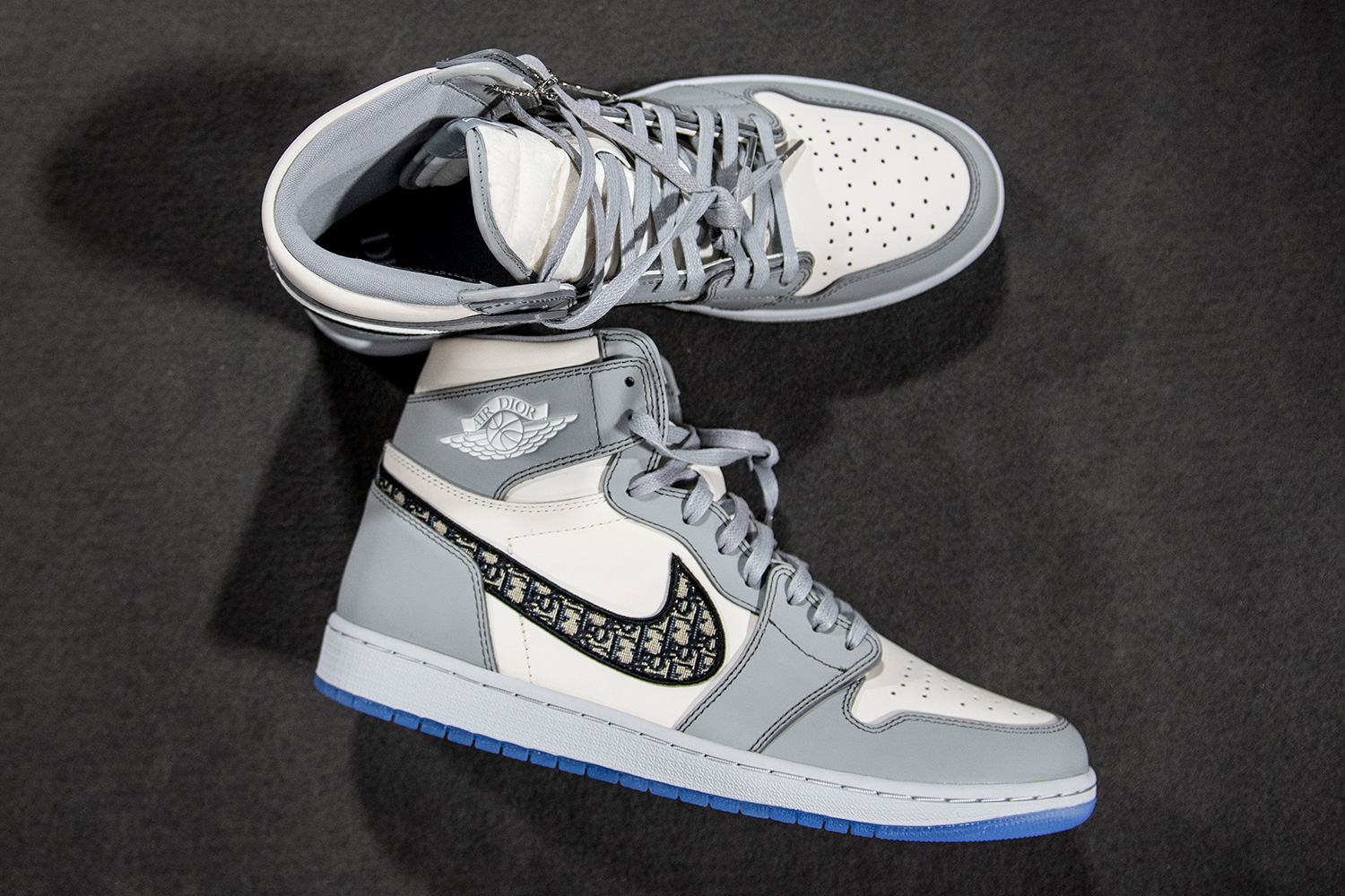Nike x Dior Air Jordan 1 Grey High Sneakers 