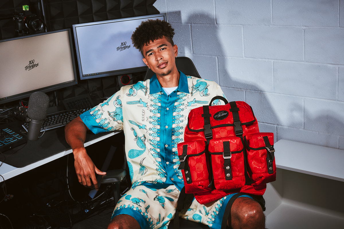 100 Thieves x Gucci Backpack Collaboration Release