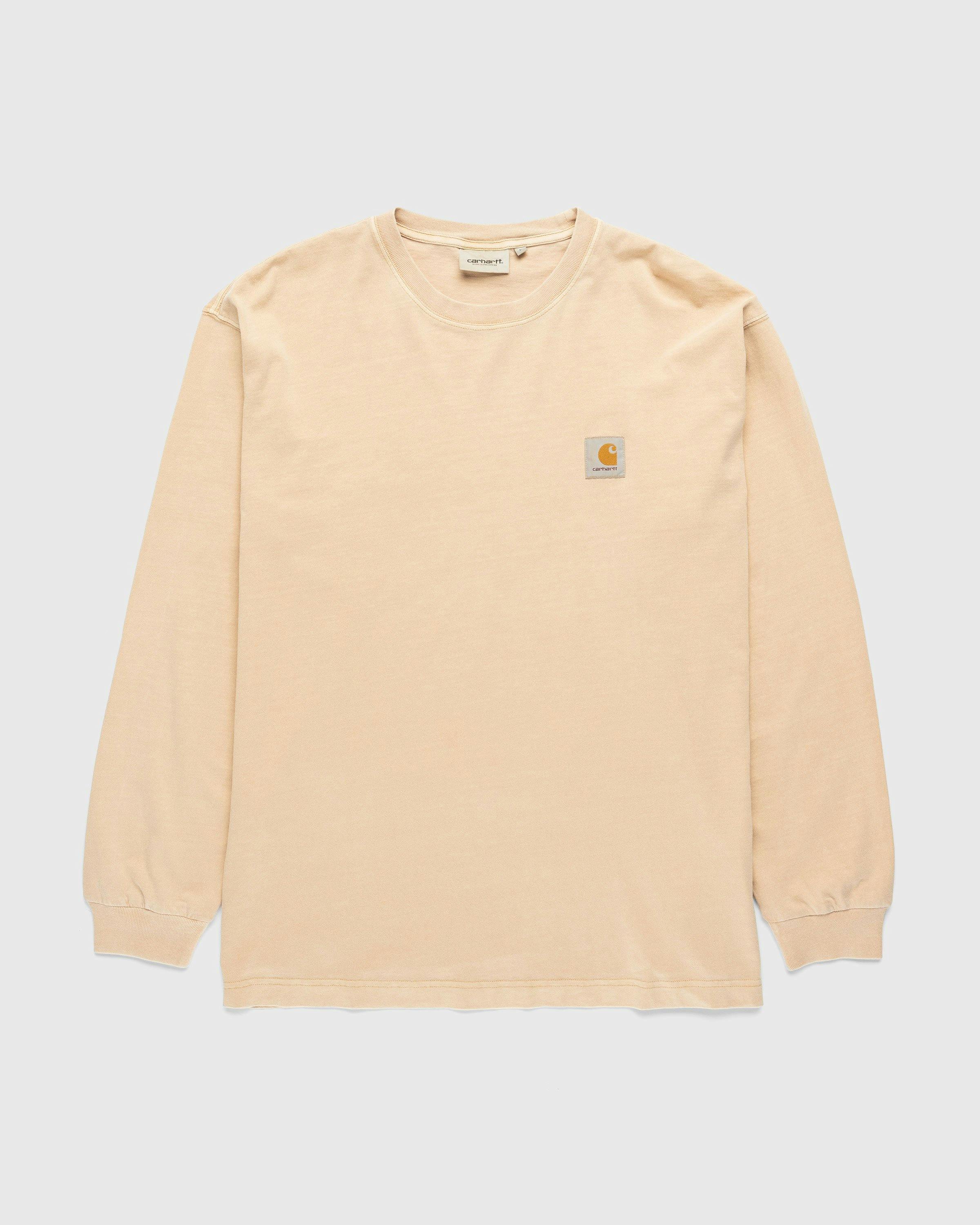 Carhartt WIP - Nelson Longsleeve T-Shirt Garment-Dyed Dusty Hamilton Brown - Clothing - Brown - Image 1